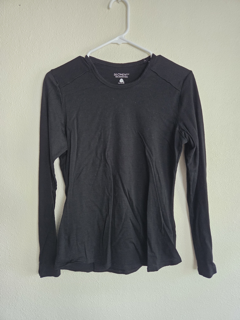 Segments Merino Wool Shirt Womens Small Black Long Sleeve Lightweight Base Layer